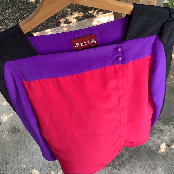 1970s colorblock blouse - Picture 7 of 11